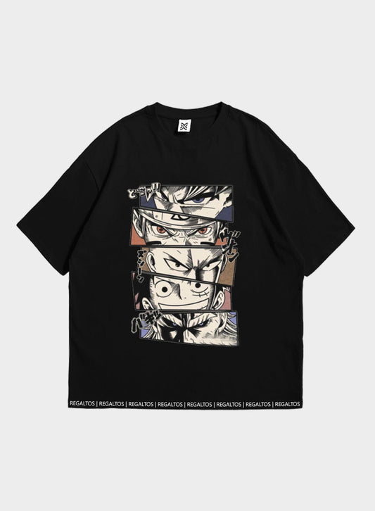 EAT SLEEP REPEAT - Black Color Anime Graphic Printed Oversized T-Shirt