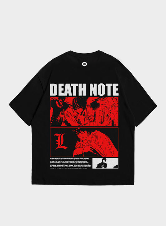 DEATH NOTE - Black Color Anime Graphic Printed Over-Sized T-shirt